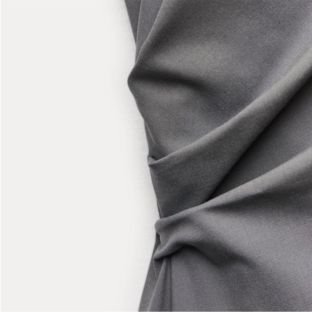 Zara. Grey Ruched Maxi Dress. NWT. Classic Silhouette. Size XS. - Picture 4 of 15